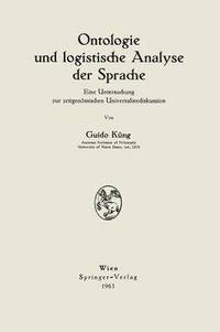 bokomslag Ontologie und logistische Analyse der Sprache