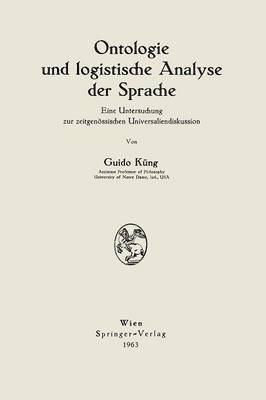 bokomslag Ontologie und logistische Analyse der Sprache