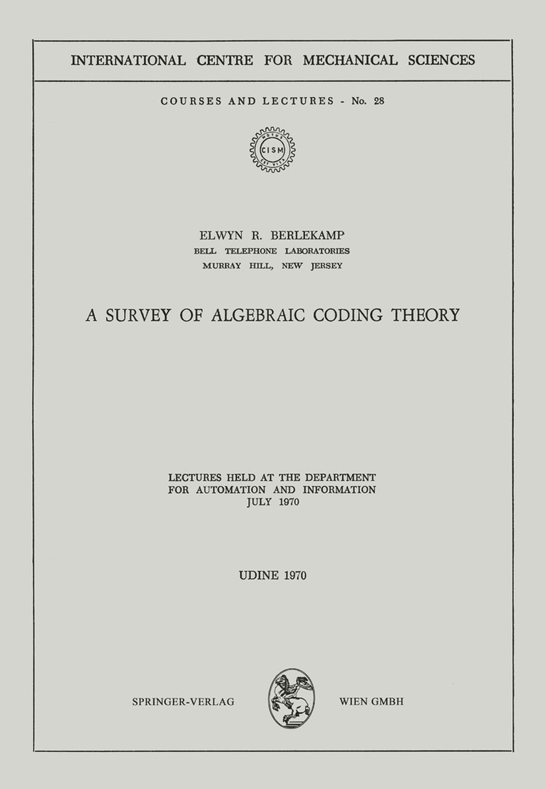 Survey of Algebraic Coding Theory