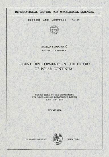 bokomslag Recent Developments in the Theory of Polar Continua