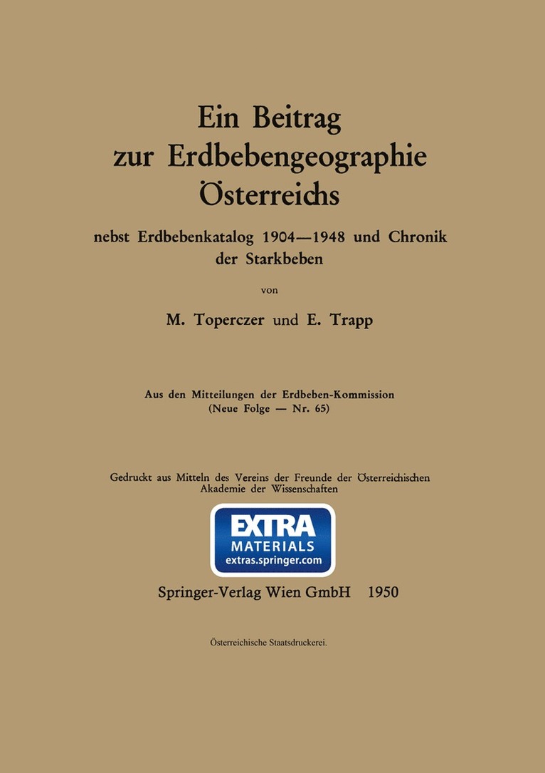 Ein Beitrag zur Erdbebengeographie Österreichs