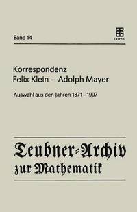 bokomslag Korrespondenz Felix Klein  Adolph Mayer