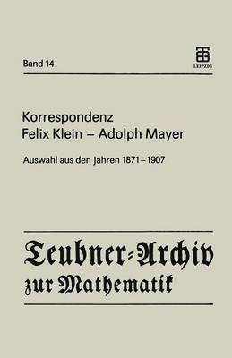 bokomslag Korrespondenz Felix Klein  Adolph Mayer