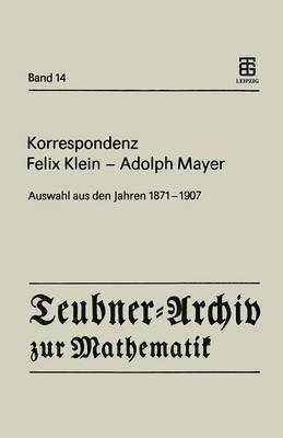 bokomslag Korrespondenz Felix Klein - Adolph Mayer