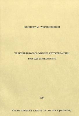 bokomslag Verkehrspsychologische Testverfahren Und Das Grundgesetz