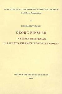 bokomslag Georg Finsler in Seinen Briefen an Ulrich Von Wilamowitz-Moellendorff