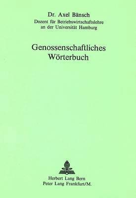 bokomslag Genossenschaftliches Woerterbuch