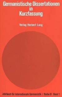 bokomslag Germanistische Dissertationen in Kurzfassung