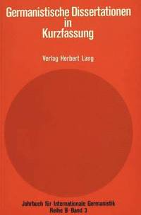 bokomslag Germanistische Dissertationen in Kurzfassung