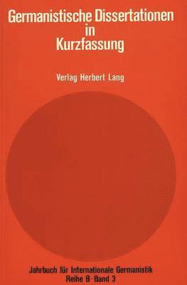 bokomslag Germanistische Dissertationen in Kurzfassung