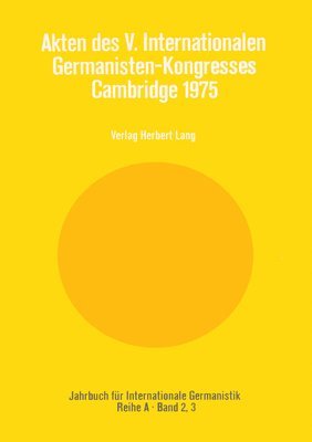 bokomslag Akten Des V. Internationalen Germanisten-Kongresses- Cambridge 1975