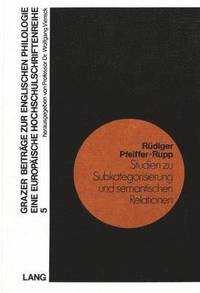 bokomslag Studien Zu Subkategorisierung Und Semantischen Relationen