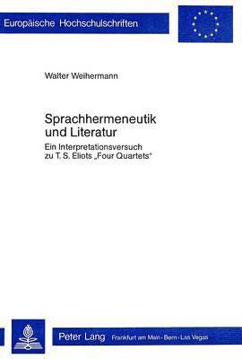 bokomslag Sprachhermeneutik Und Literatur