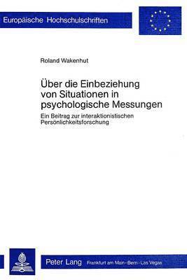 bokomslag Ueber Die Einbeziehung Von Situationen in Psychologische Messungen