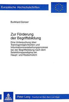 bokomslag Zur Foerderung Der Begriffsbildung