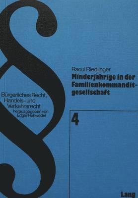 bokomslag Minderjaehrige in Der Familienkommanditgesellschaft