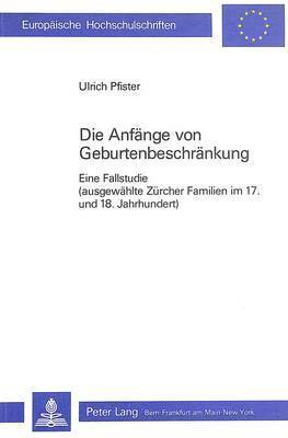bokomslag Die Anfaenge Von Geburtenbeschraenkung