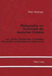 bokomslag Bibliographie Zur Grammatik Der Deutschen Dialekte