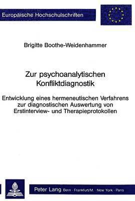 bokomslag Zur Psychoanalytischen Konfliktdiagnostik