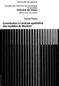 bokomslag Contribution  l'Analyse Qualitative Des Modles de Dcision