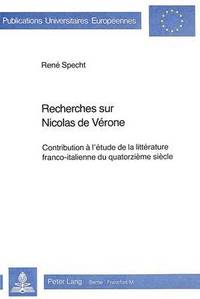 bokomslag Recherches Sur Nicolas de Vrone