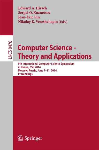 Edward Hirsch, Sergei O. Kuznetsov, Jean-Éric Pin, Nikolay Vereshchagin - Computer Science - Theory and Applications, Häftad