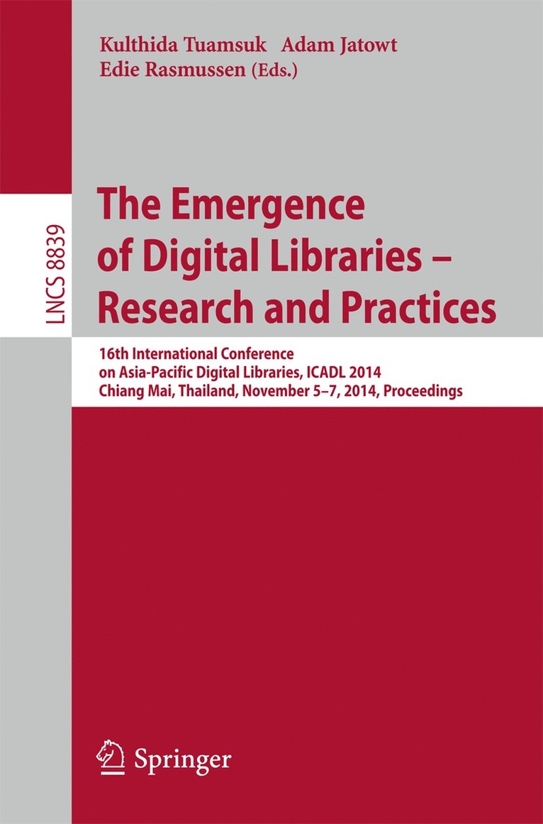Kulthida Tuamsuk, Adam Jatowt, Edie Rasmussen - Emergence of Digital Libraries -- Research and Practices, Häftad