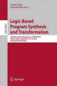 bokomslag Logic-Based Program Synthesis and Transformation