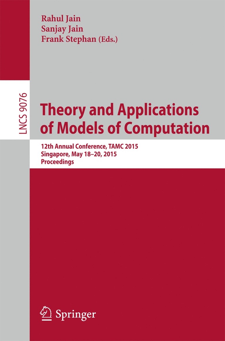 Theory and Applications of Models of Computation 1