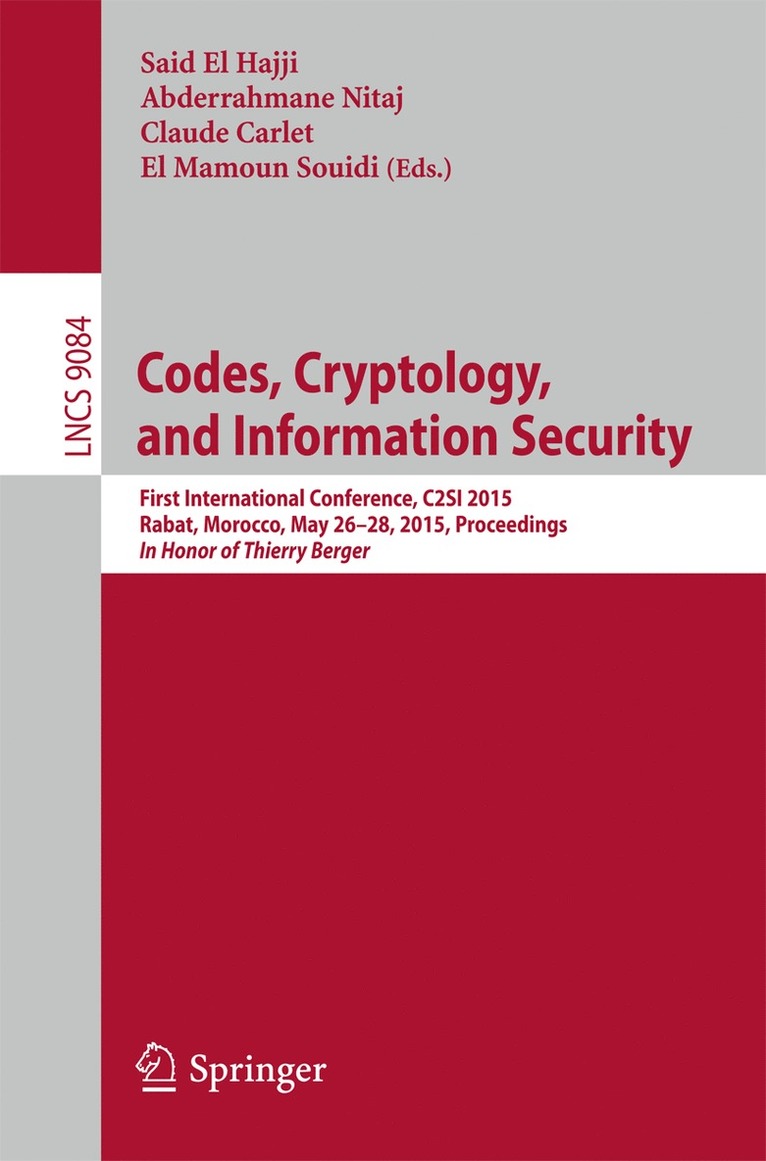 Said El Hajji, Abderrahmane Nitaj, Claude Carlet, El Mamoun Souidi - Codes, Cryptology, and Information Security, Häftad