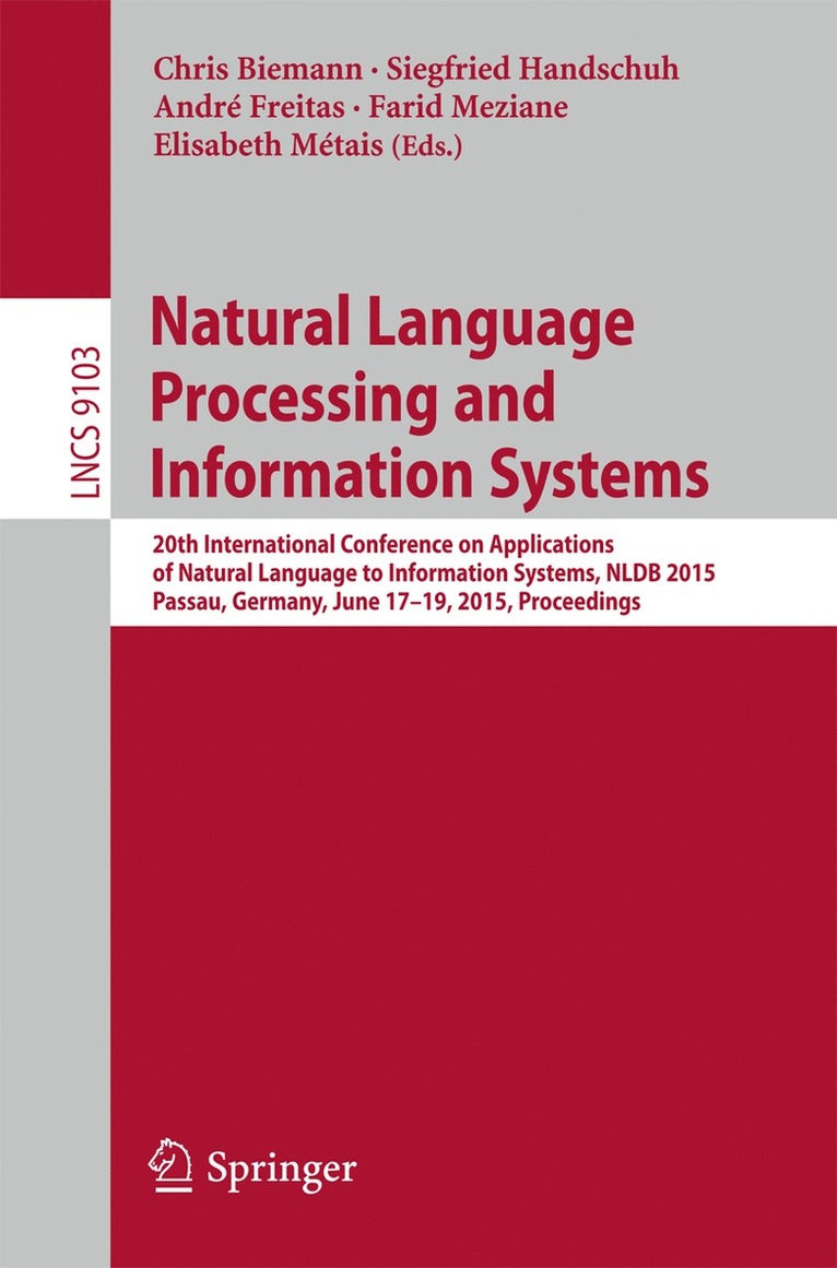 Chris Biemann, Siegfried Handschuh, André Freitas, Farid Meziane, Elisabeth Métais, Andre Freitas, Elisabeth Metais - Natural Language Processing and Information Systems, Häftad
