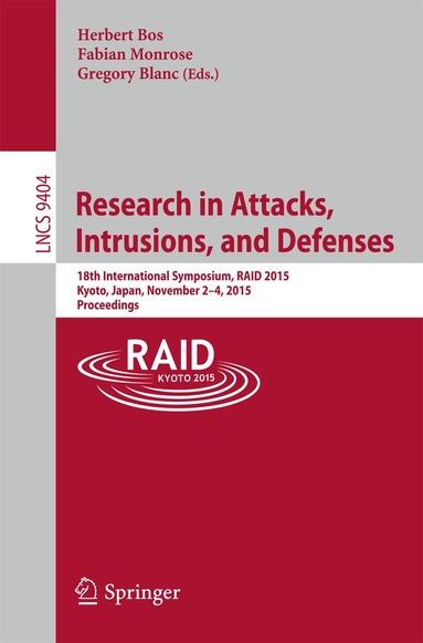 Herbert Bos, Fabian Monrose, Gregory Blanc - Research in Attacks, Intrusions, and Defenses, Häftad