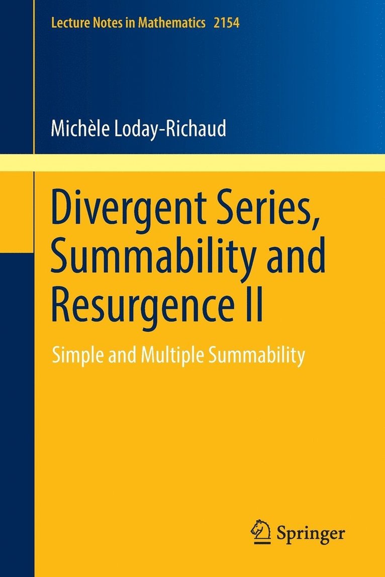 Divergent Series, Summability and Resurgence II 1