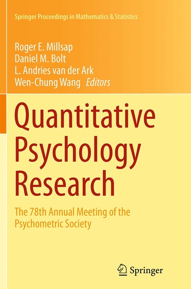 Roger E. Millsap, Daniel M. Bolt, L. Andries van der Ark, Wen-Chung Wang - Quantitative Psychology Research, Häftad
