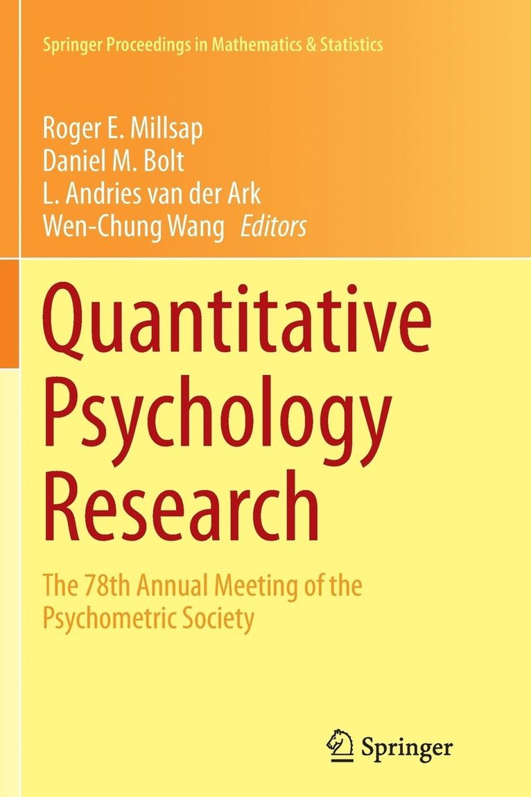 Roger E. Millsap, Daniel M. Bolt, L. Andries van der Ark, Wen-Chung Wang - Quantitative Psychology Research, Häftad