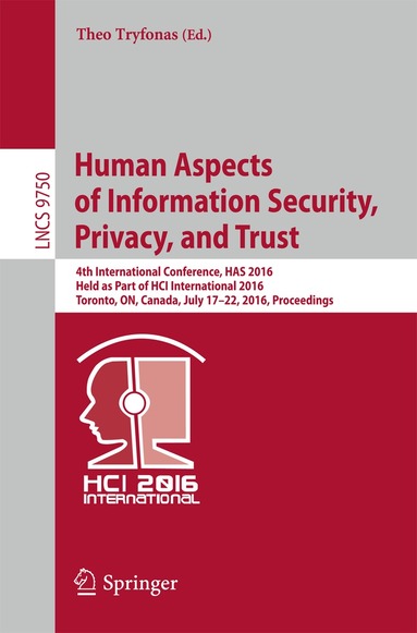 Theo Tryfonas - Human Aspects of Information Security, Privacy, and Trust, Häftad