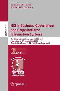 bokomslag HCI in Business, Government, and Organizations: Information Systems