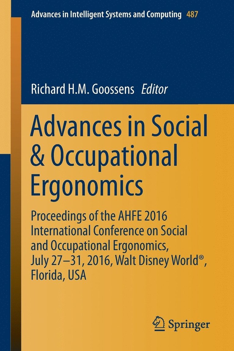 Richard H.M. Goossens, Richard H. M. Goossens - Advances in Social & Occupational Ergonomics, Häftad