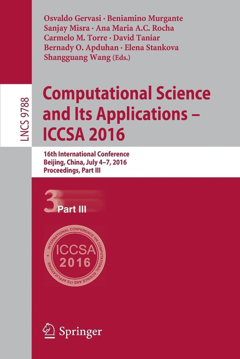 Computational Science and Its Applications - ICCSA 2016 1