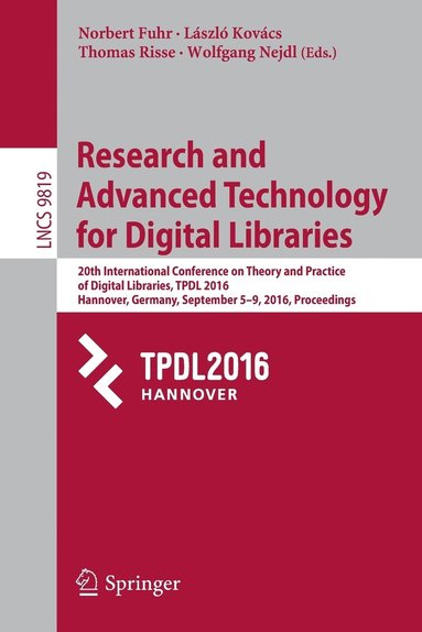 bokomslag Research and Advanced Technology for Digital Libraries