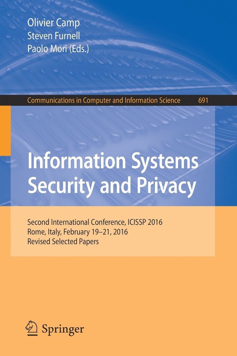 Olivier Camp, Steven Furnell, Paolo Mori - Information Systems Security and Privacy, Häftad