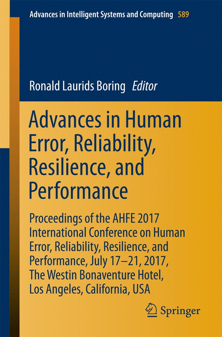 Ronald Laurids Boring - Advances in Human Error, Reliability, Resilience, and Performance, Häftad