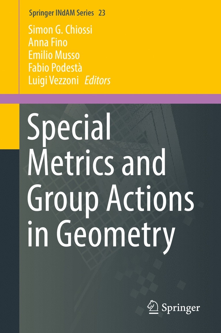 Simon G. Chiossi, Anna Fino, Emilio Musso, Fabio Podestà, Luigi Vezzoni - Special Metrics and Group Actions in Geometry, Inbunden