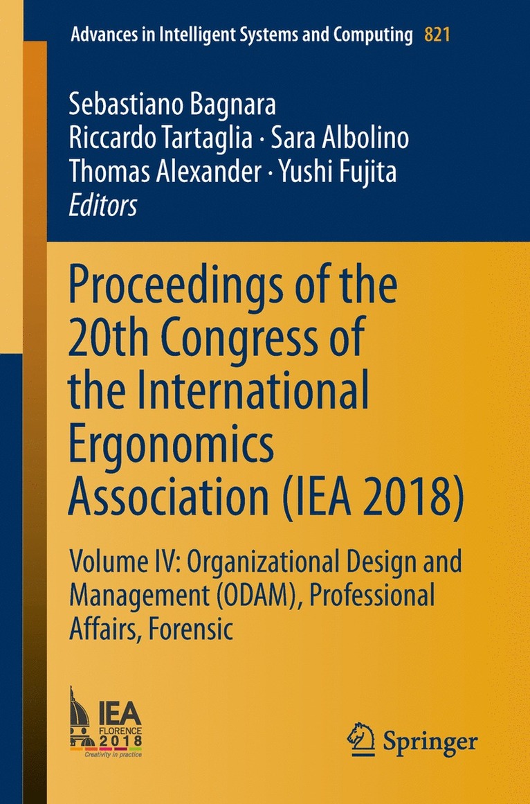 Proceedings of the 20th Congress of the International Ergonomics Association (IEA 2018) 1