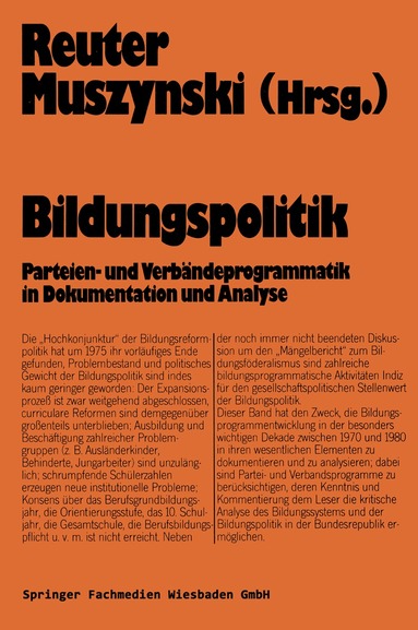 Lutz-Rainer Reuter - Bildungspolitik, Häftad