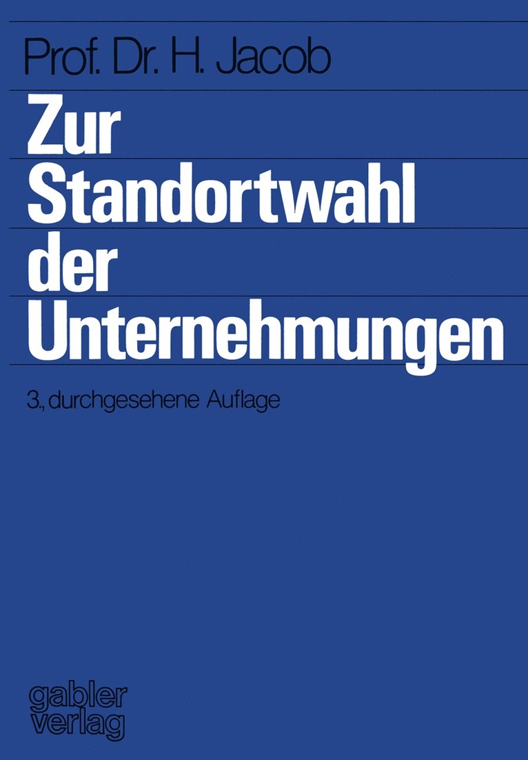 Herbert Jacob - Zur Standortwahl der Unternehmungen, Häftad