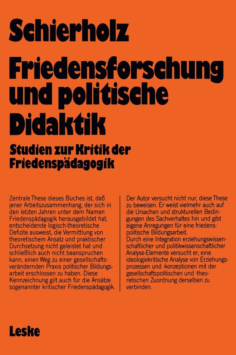 Henning Schierholz - Friedensforschung und Politische Didaktik, Häftad