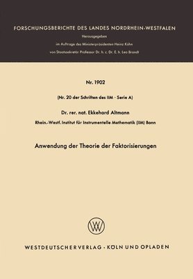 Ekkehard Altmann, Ekkehard Altmann - Anwendung der Theorie der Faktorisierungen, Häftad