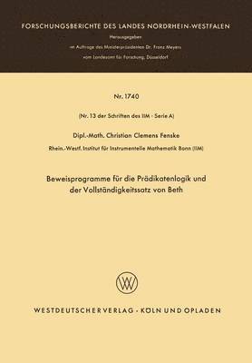 bokomslag Beweisprogramme für die Prädikatenlogik und der Vollständigkeitssatz von Beth