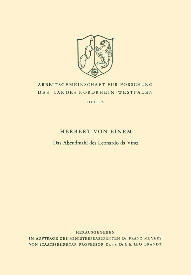 Herbert von Einem, Einem, Herbert ~Von&#156 Einem - Das Abendmahl des Leonardo da Vinci, Häftad